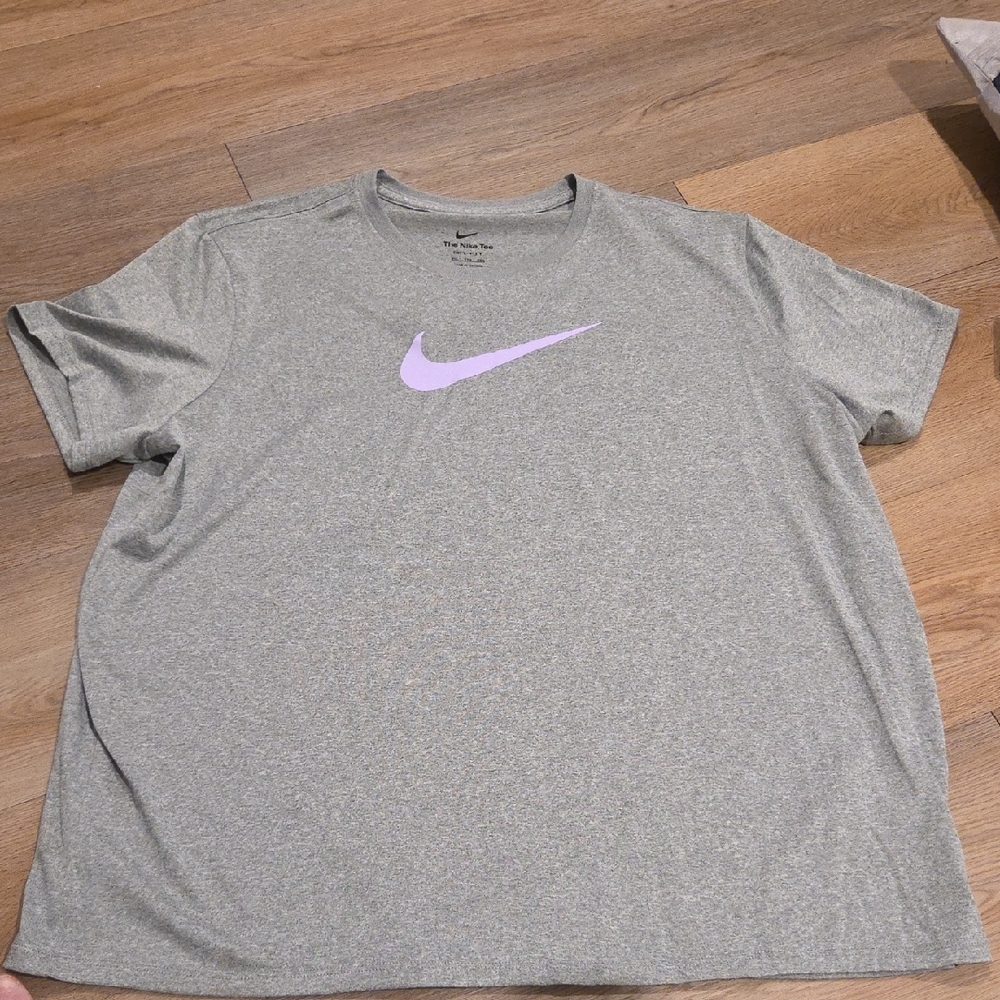 Nike Heather Gray Men's Tee with Purple Logo